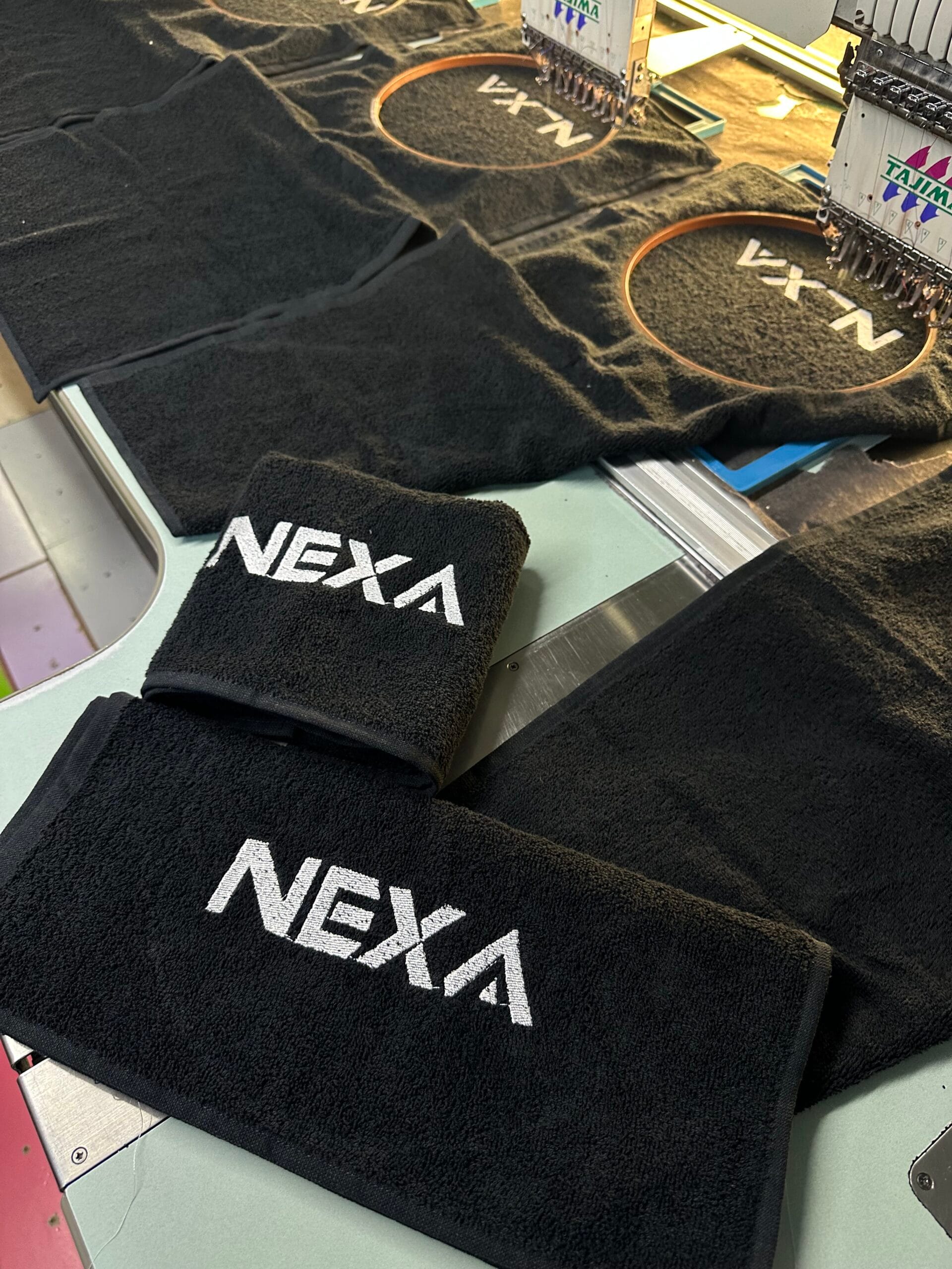 Özel Logo Baskılı Siyah Pamuk Havlu